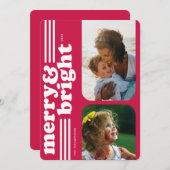 & メリーブライトレトロマゼンタホリデーフォトカード シーズンカード (正面/裏面)