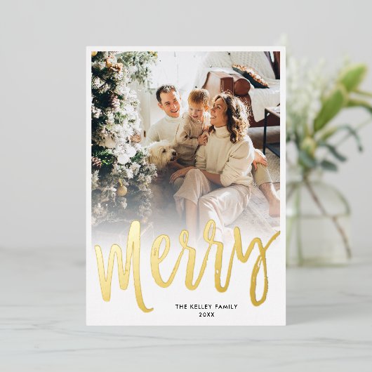 メリーブラシスクリプト最小縦写真実在 箔シーズンカード (立ち正面)