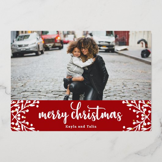 メリーベリークリスマスフォイルホリデーカード 箔シーズンカード (正面)