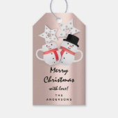 メリーホリデーギフトハッピーニューイヤー雪だるまバラ ギフトタグ (正面)