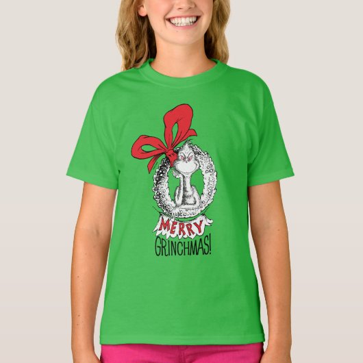 メリーマスグリンチマスリースグリンチ Tシャツ (正面)
