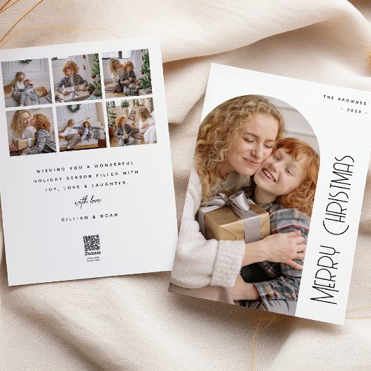 メリーミニマルクリスマスのアーチフォト&コラージュ シーズンカード