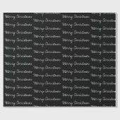 メリーミニマルクリスマスタイポグラフィ白黒 ラッピングペーパー (フラット)