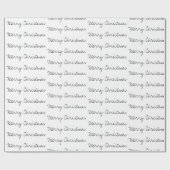 メリーミニマルクリスマスタイポグラフィ白黒 ラッピングペーパー (フラット)