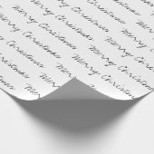 メリーミニマルクリスマスタイポグラフィ白黒 ラッピングペーパー (角)