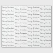 メリーミニマルクリスマスタイポグラフィ白黒 ラッピングペーパー (フラット)