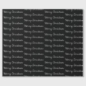 メリーミニマルクリスマスタイポグラフィ白黒 ラッピングペーパー (フラット)