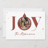 メリーミニマルクリスマス家族写真ジョイオーナメント シーズンカード (正面)