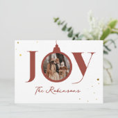 メリーミニマルクリスマス家族写真ジョイオーナメント シーズンカード (スタンド正面)