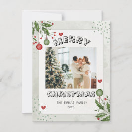メリーミニマルクリスマス家族写真 シーズンカード