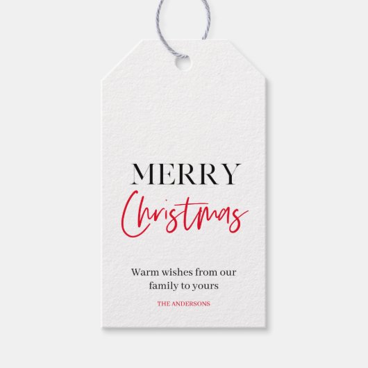 メリーミニマルクリスマス赤と黒 ギフトタグ (正面)
