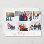 メリーミニマルクリスマス赤6写真コラージュ シーズンカード (正面)