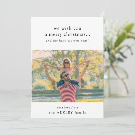 メリーミニマルスシンプルクリスマスの家族の写真 シーズンカード (スタンド正面)