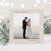 メリーミニマルスモダンクリスマス写真トープ シーズンカード