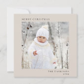 メリーミニマルスモダンクリスマス写真トープ シーズンカード (正面)