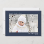メリーミニマルモダンクリスマスのフォトブルー シーズンカード (正面)