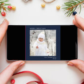 メリーミニマルモダンクリスマスのフォトブルー シーズンカード