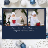 メリーミニマルモダンクリスマスのフォトブルー シーズンカード