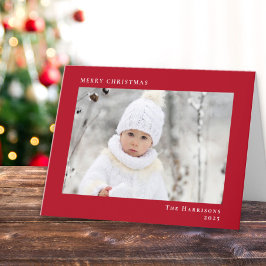 メリーミニマルモダンクリスマスの赤い写真 シーズンカード