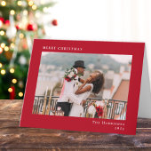 メリーミニマルモダンクリスマスの赤い写真 シーズンカード