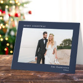 メリーミニマルモダンクリスマスの青い写真 シーズンカード