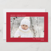 メリーミニマルモダンクリスマス写真赤 シーズンカード (正面)