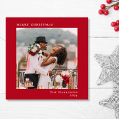 メリーミニマルモダンクリスマス写真赤 シーズンカード