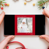 メリーミニマルモダンクリスマス写真赤 シーズンカード