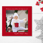 メリーミニマルモダンクリスマス写真赤 シーズンカード