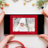メリーミニマルモダンクリスマス写真赤 シーズンカード