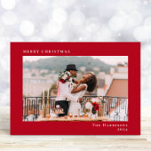 メリーミニマルモダンクリスマス写真赤 シーズンカード