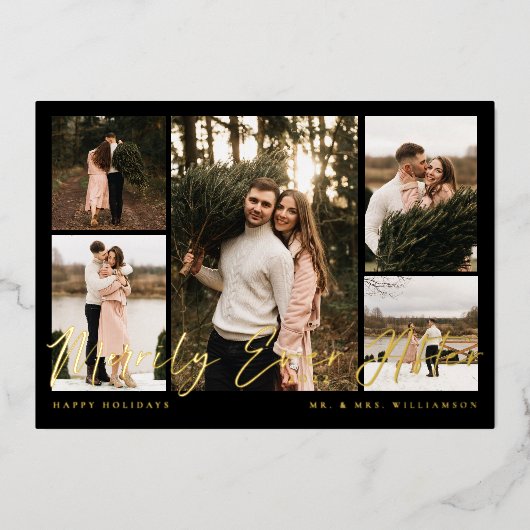 メリーミニマルリー5枚のコラージュ 箔シーズンカード (正面)