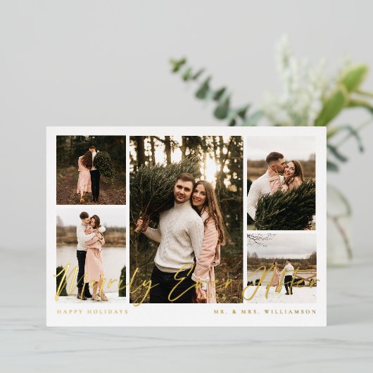 メリーミニマルリー5枚のコラージュ 箔シーズンカード (立ち正面)