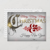 メリーメリークリスマスと新年おめでとう シーズンポストカード (正面/裏面)