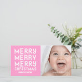メリーメリークリスマス休暇フォトカードピンク シーズンカード (スタンド正面)
