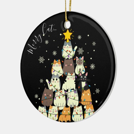 メリーメリークリスマス猫の木 セラミックオーナメント (左)