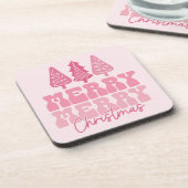 メリーメリークリスマス – ピンクホリデーデザイン コースター (左側)