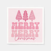 メリーメリークリスマス – ピンクホリデーデザイン スタンダードカクテルナプキン (正面)