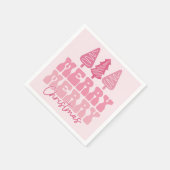 メリーメリークリスマス – ピンクホリデーデザイン スタンダードカクテルナプキン (角)