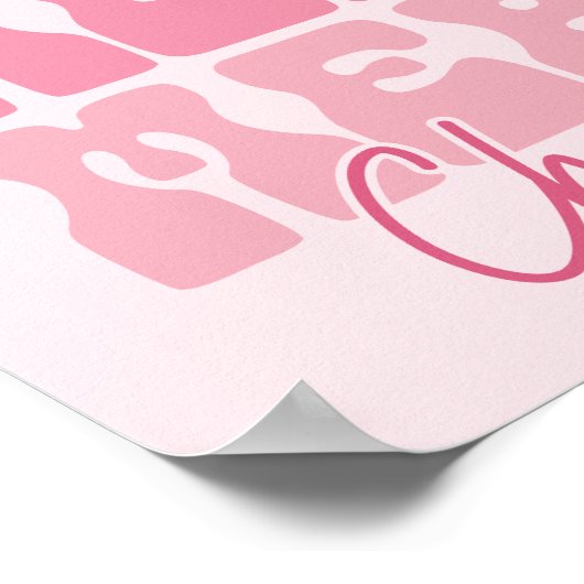 メリーメリークリスマス – ピンクホリデーデザイン ポスター (角)