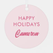 メリーメリークリスマス – ピンクホリデーデザイン メタルオーナメント (裏面)