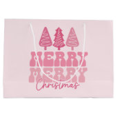 メリーメリークリスマス – ピンクホリデーデザイン ラージペーパーバッグ (裏面)