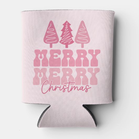 メリーメリークリスマス – ピンクホリデーデザイン 缶クーラー (正面)