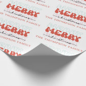 メリーメリーメリークリスマスの家族の名前 ラッピングペーパー (角)