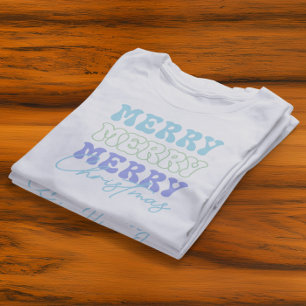 メリーメリーメリークリスマスレトロタイポグラフィ トライブレンドTシャツ