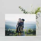 メリーモダンお洒落クリスマスの家族の写真 箔シーズンカード (立ち正面)