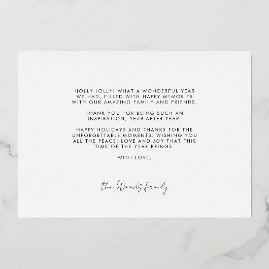 メリーモダンお洒落クリスマスの家族の写真 箔シーズンカード