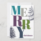 メリーモダンはっきりしたクリスマスの青い写真 シーズンカード (正面)