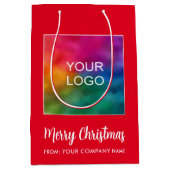 メリーモダンエレガントクリスマスのプロモーションロゴ ミディアムペーパーバッグ (正面)