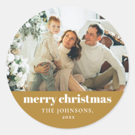 メリーモダンエレガントクリスマスカスタム金ゴールド ラウンドシール